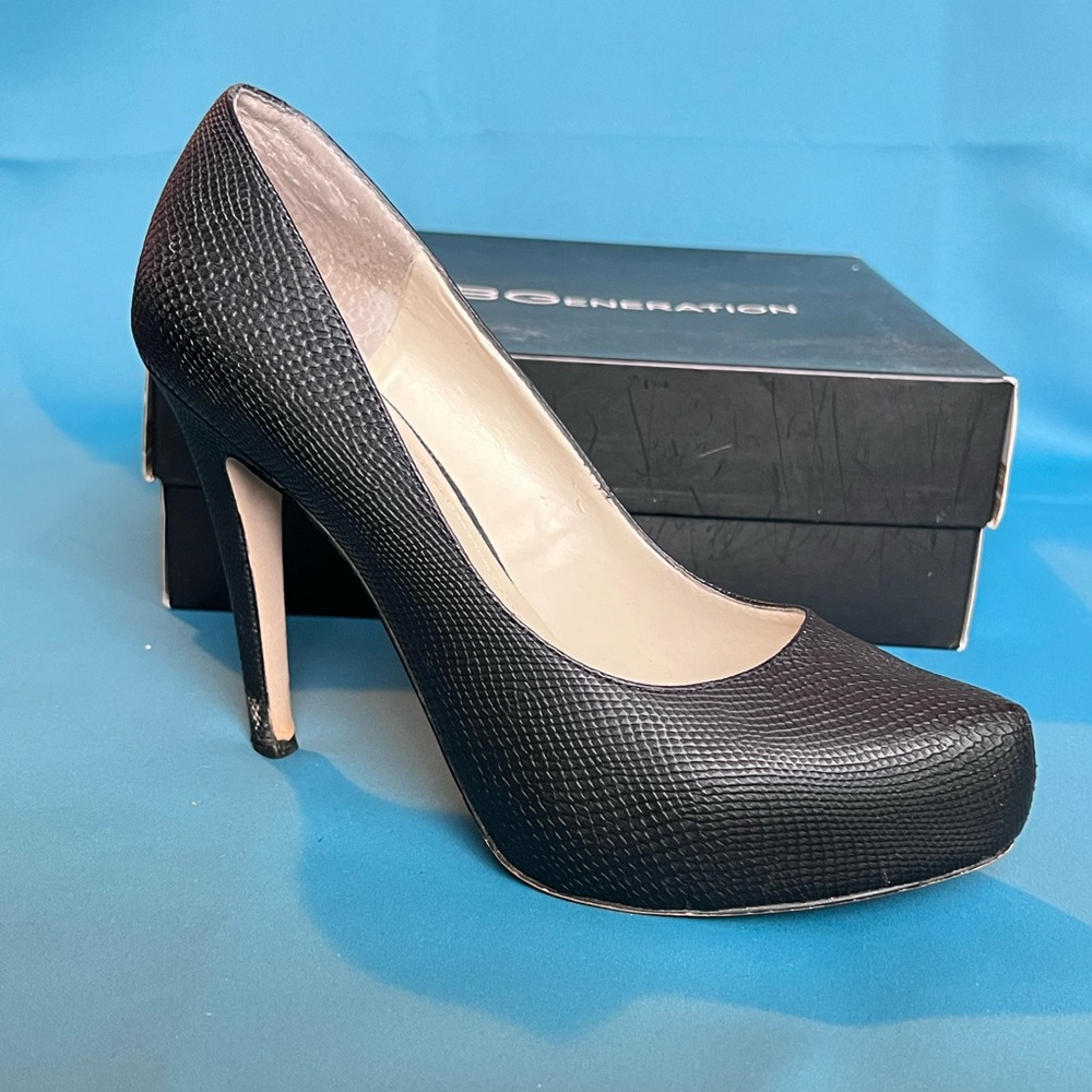 BCBGeneration Black Stiletto Heels with Textured Finish